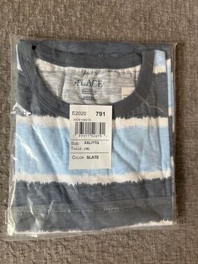 The Children's Place Slate & Light Blue Stripe Short Sleeve Tee